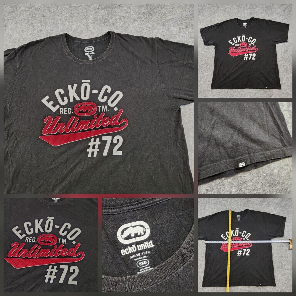 Ecko Unltd Unlimited Mens 3XB 3XL B Big Spellout Logo Black Graphic T Shirt